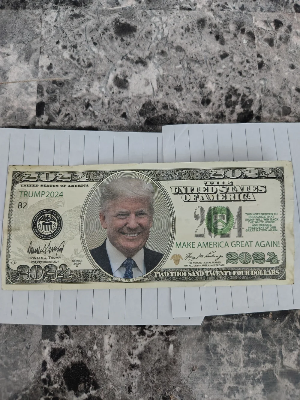 Donald Trump 2024 Campaign Note (Illegal)